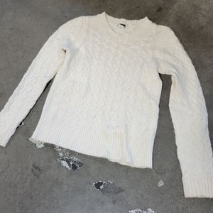 Vintage j crew Cotton-blend bouclé cable-knit sweater women's medium